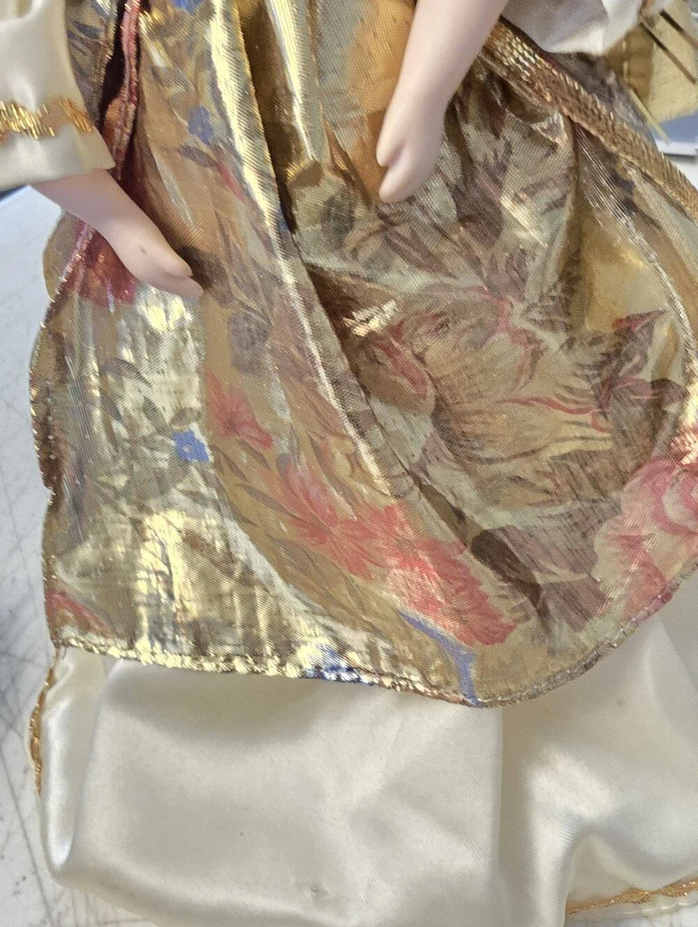 Vintage Porcelain Christmas Angel Tree Topper Elegant Gold Color 10.5